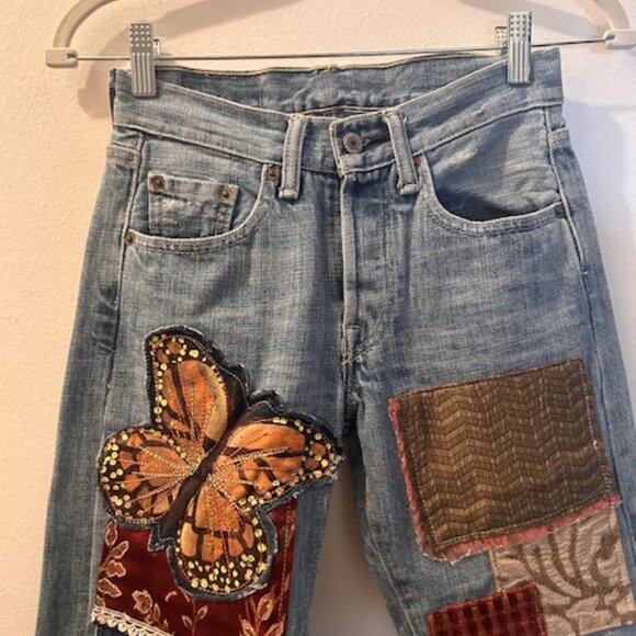 Free People Levi's RIALTO Jean Project The Evie Patchwork Butterfly Jean NEW 26 - Picture 5 of 16